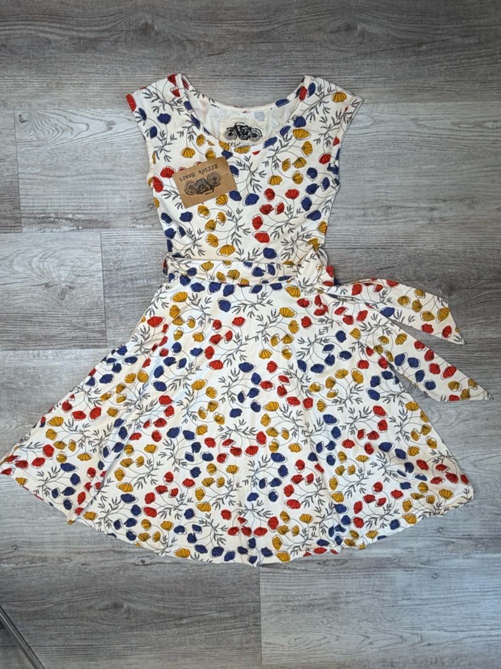 Effie's Heart Serene Wildflower Tie-Waist Fit & Flare Dress Size XS NWT Retro